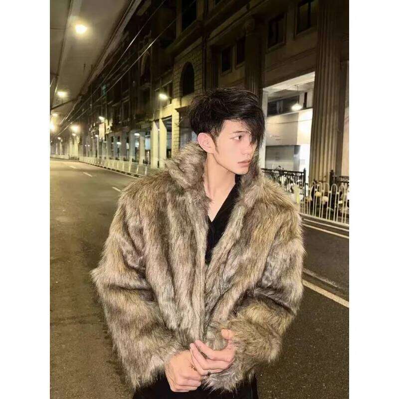 Men's Warm Winter Thickened Faux Fox Fluffy New Trendy Overcoat Comfortable Fashion Fur Coat Men Jackets Z260313