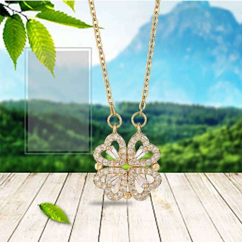 Fashionable Heart Shaped Cr Necklace for Women New Design Double Wear Lockbone Chain Jewelry Metal Plated H260312