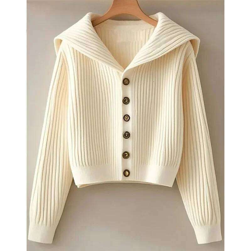 Spring Autumn Women Leisure Solid Color Knitted Retro Lady Fashion Long Sleeves Sweater Cardigan Lazy Wind Female Knitting Top Z260313