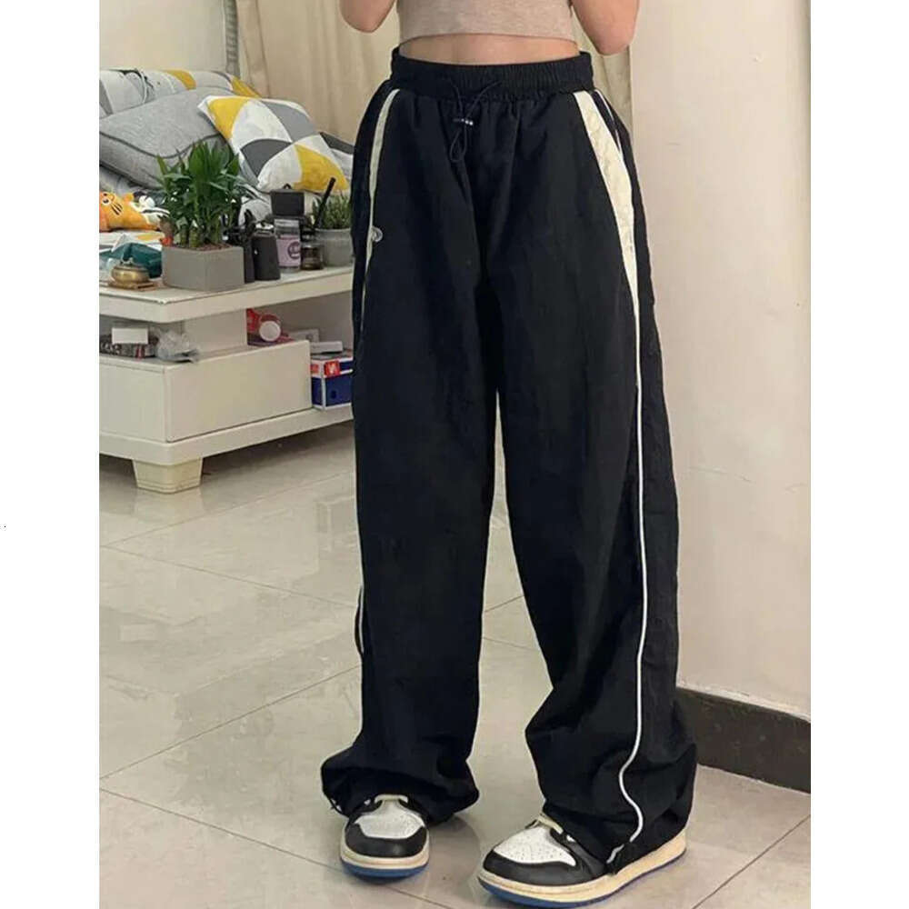 Long Retro Fashion Womens Extra Large Elastic Waist Pocket Y2K Wide Leg Pants Casual Street Bag Trousers Z260312