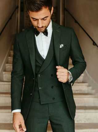 Mens suit Fashion groom dress Party suit Slim-fit Casual jacket suit 3 piece top vest pants M260313