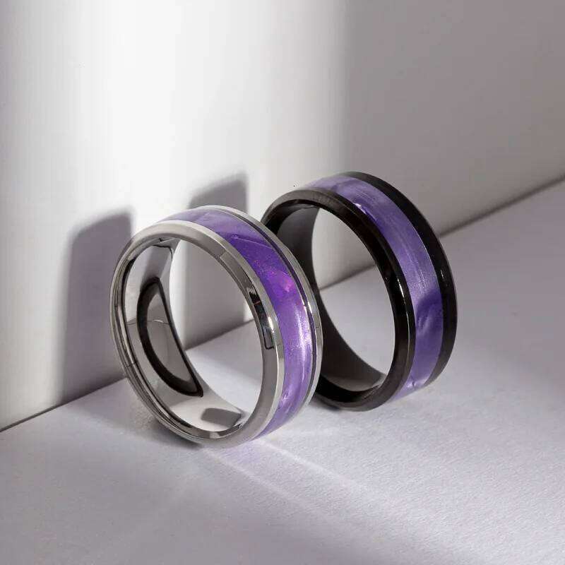 Hot Selling Classic Titanium Steel Black Elegant Purple Colorful Couple Ring For Women Men Jewelry Accessories Size 6-13 H260312