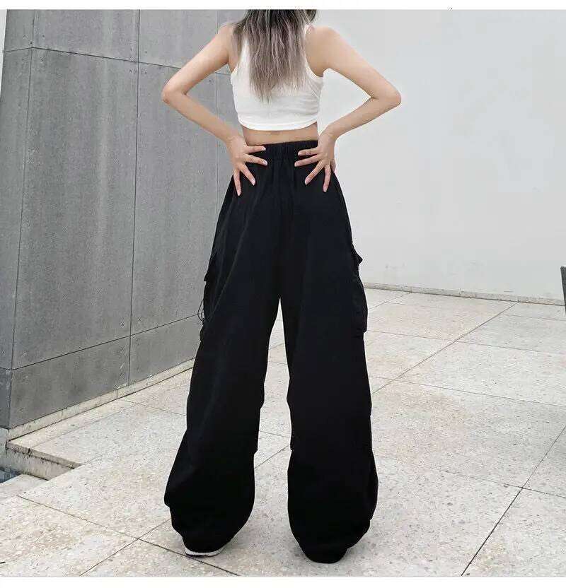 2025 Cargo Pants Women Retro Workwear Casual Baggy Straight Fashion Wide Leg Pockets Joggers Trousers Y2k Streetwear
