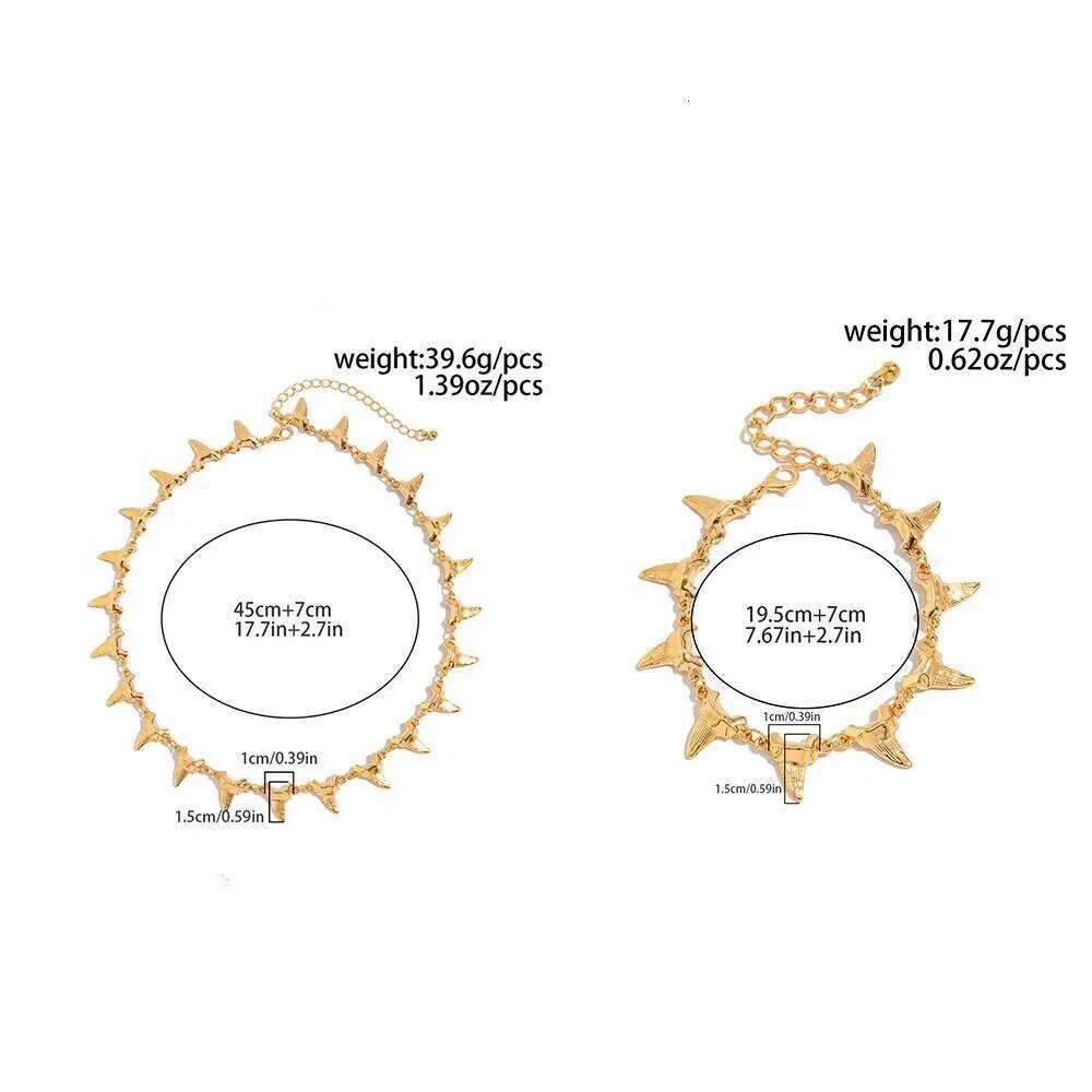 Irregular Rivet Spike Necklace Metal Streetwear Men Clavicle Chain Geometric Gold/silver Shark Teeth Pendant Man H260312