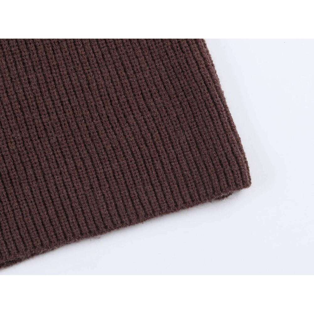 European and American 2025 Winter New Women's Casual Versatile Simple Long Sleeve Ribbed Knit Scarf Neck Pullover Z260313
