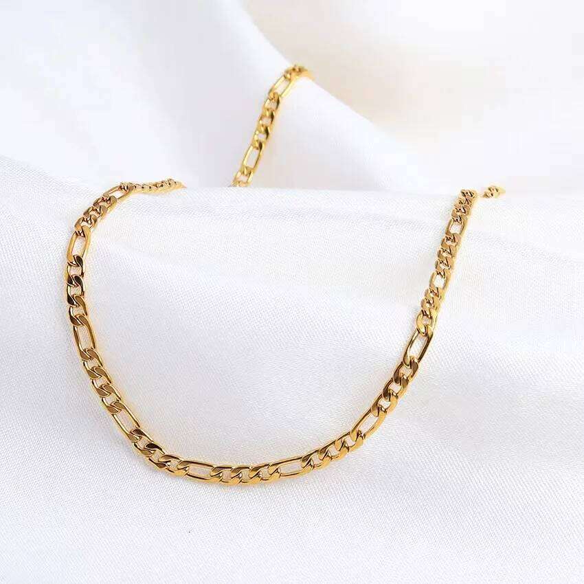 20-60CM 18K gold Plated color 4MM Necklaces sideways chain for Men woman Boy lady fine Jewelrys Wedding party H260312