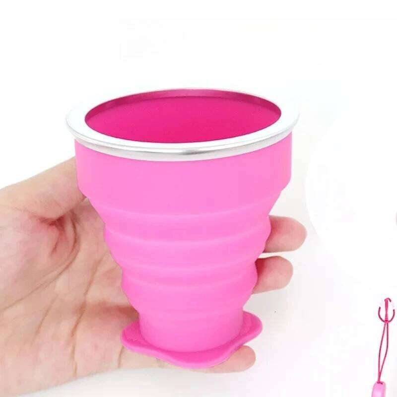 200ml Silicone Folding Travel Cup Portable Lightweight Collapsible Water Bottle with Dustproof Lid Z260314