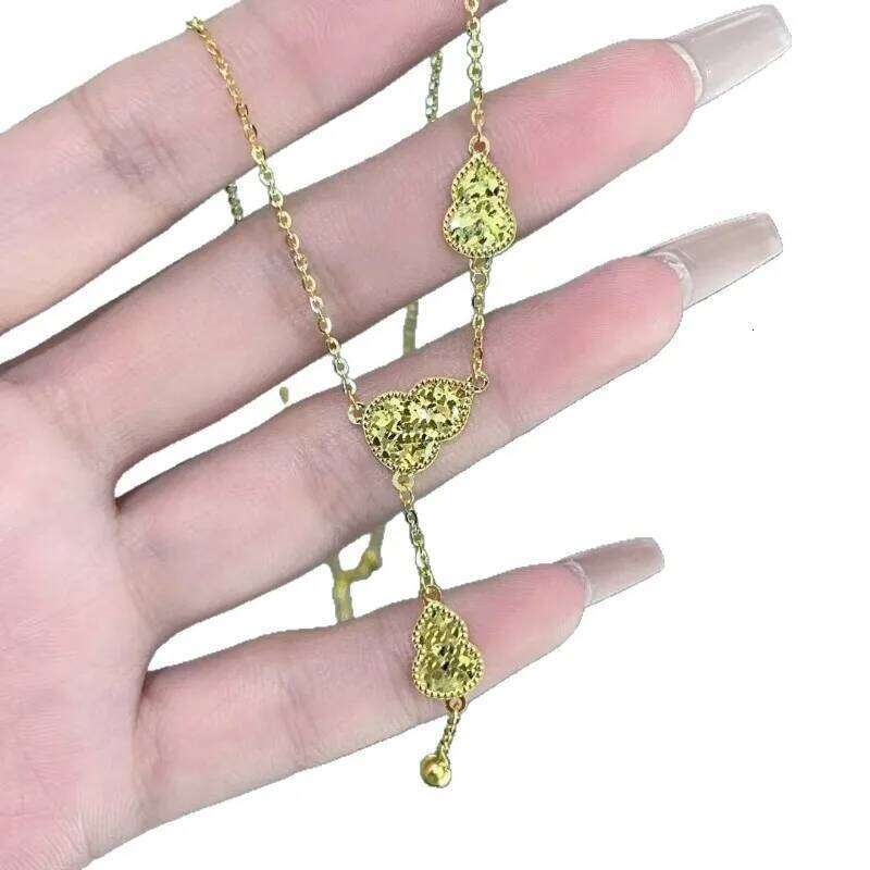 Yellow-gold crushed ice gourd fringed necklace female Fulu fish scale fashion pendant high-end autumn and winter collarbone H260312