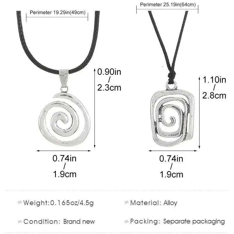 Vintage Spiral Vortex Pendant Hand-woven Leather Rope for Women Boho Goth Necklace Fashion 2023 Y2K Jewelry H260312