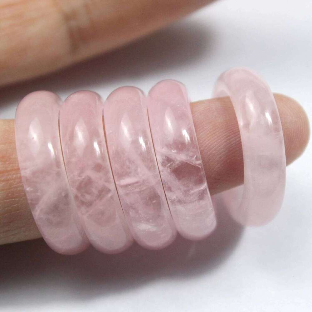 Natural Stone Gemstone Circle Ring Healing Pink Quartz Rock Crystal Rings for Making DIY Pendant Necklace Jewelry Man Women H260312