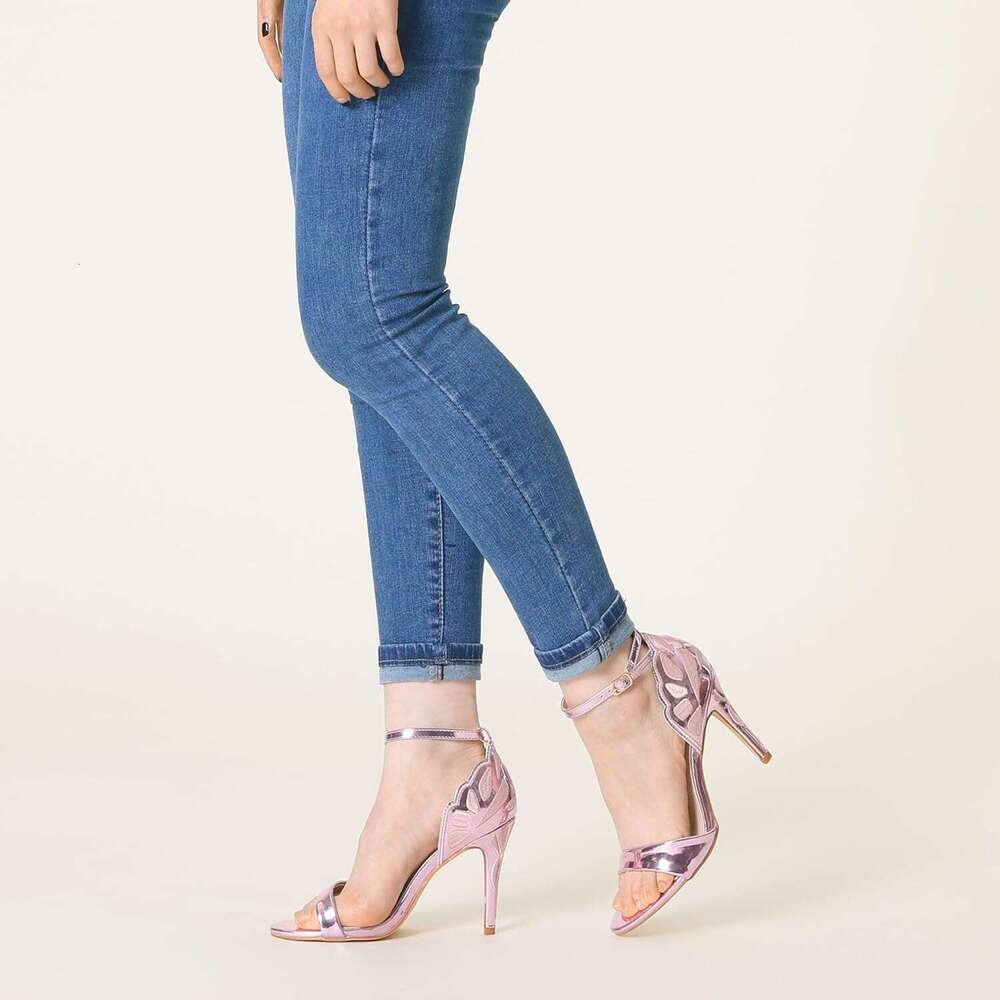 Women S Butterfly Heels Metallic Stiletto Heel Sandals MOJIDASHU
