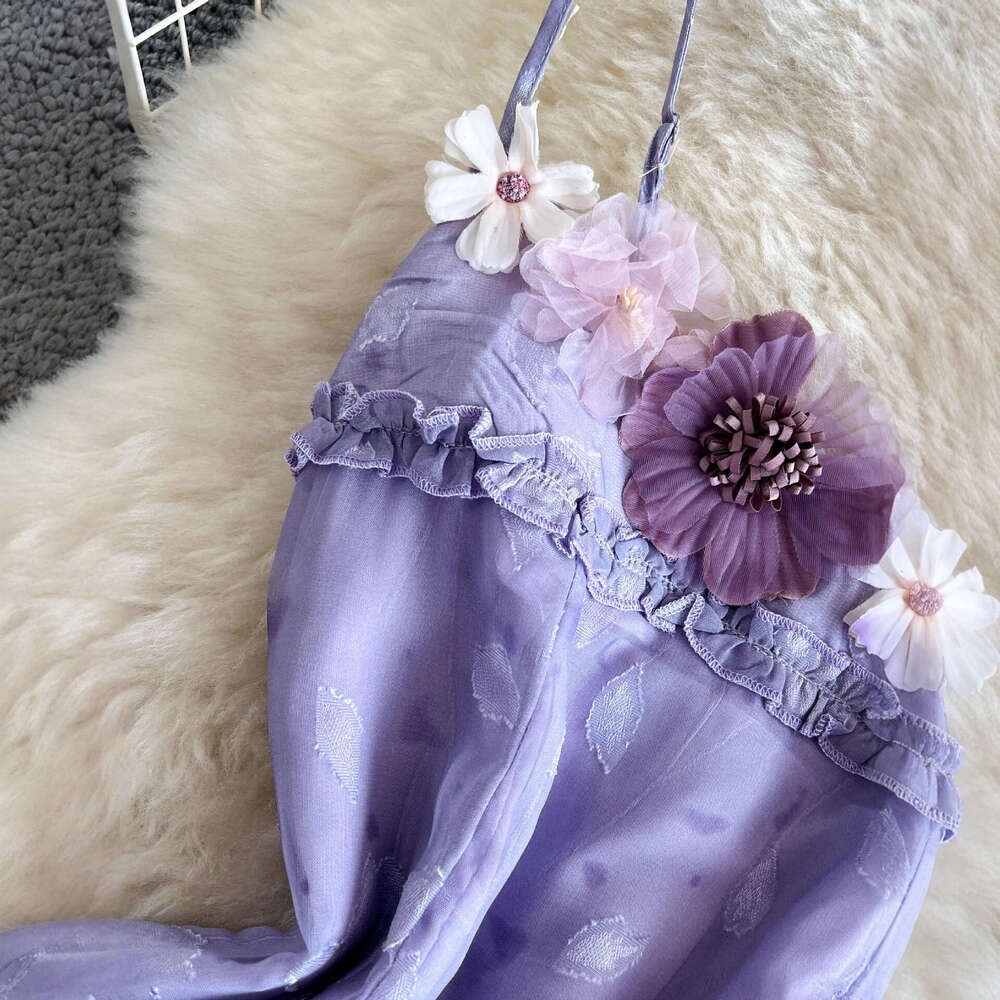 2026 designer French romantic three-dimensional floral belt stunning and elegant fairy like long dress for women