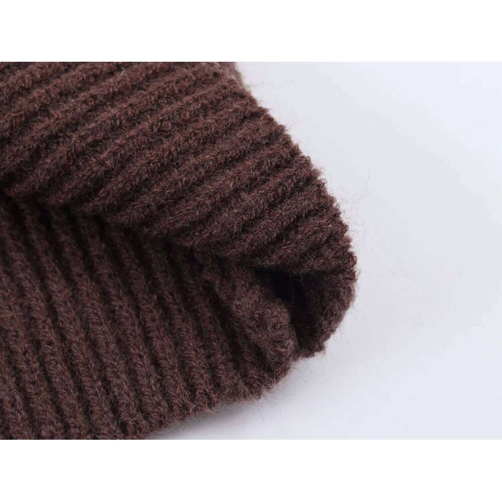 European and American 2025 Winter New Women's Casual Versatile Simple Long Sleeve Ribbed Knit Scarf Neck Pullover Z260313