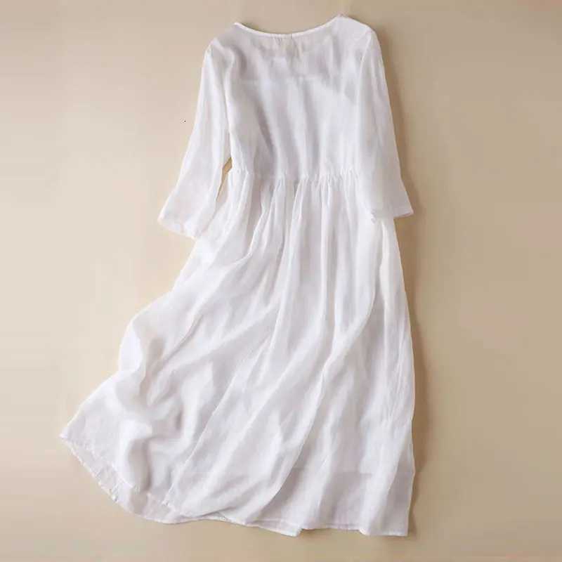 Orange Indie Folk Embroidery Three Quarter Sleeve V-Neck Pullover Womens Dress Knee-Length Dresses For Women 2026 FashionT260314