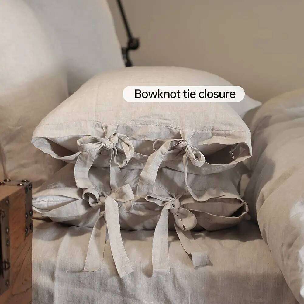 Pure Linen Cover Set, Comfortable Bedding 1 Duvet cover 2 Pillowcases, Soft And Skin Friendly Queen/King Double Single Bed H260312 - view 4