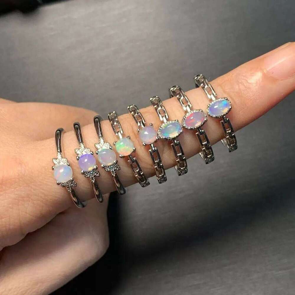 MM Natural Opal Adjustable Female Ring Jewelry for Women Gift Wholesale High Quality Vintage Fine H260312