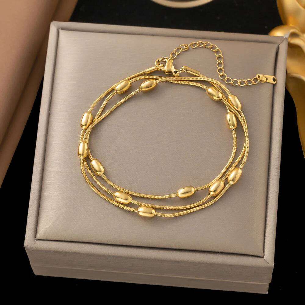 Stainless Steel Gold Silver Color Multi Layers Necklace For Women Fashion Waterproof Neck Chain Jewelry Gift Bijoux H260312