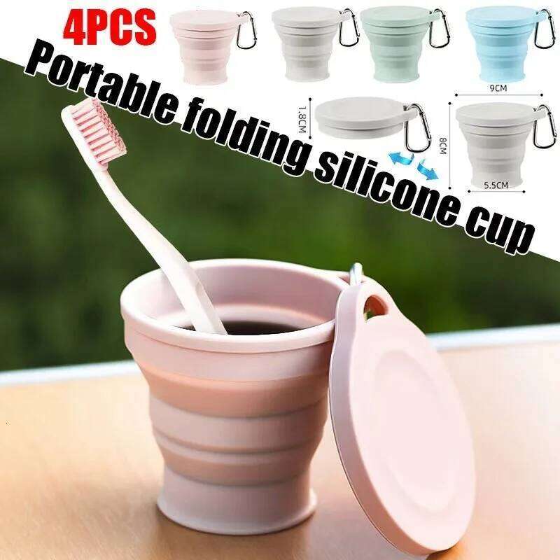 Outdoors Silicone Folding with Hanging Hole - Portable Travel Water Cup, Creative Washing Cup Fashion Accessory Z260314
