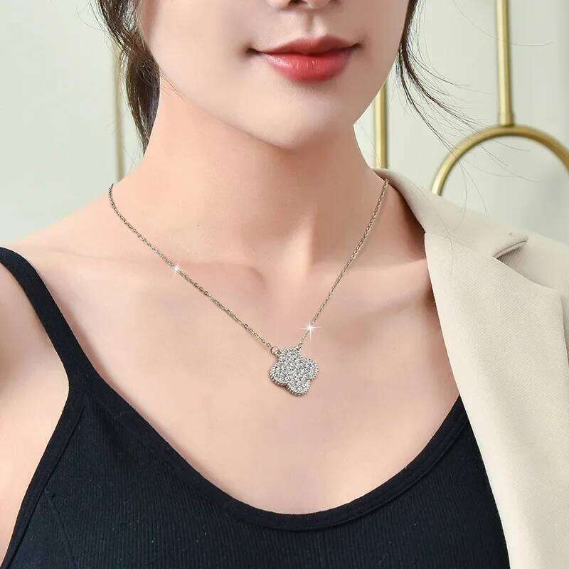 Korean Japanese Simple Style Cr Full Diamond Necklace Colorfast Elegant Jewelry Accessory from Mainland China H260312