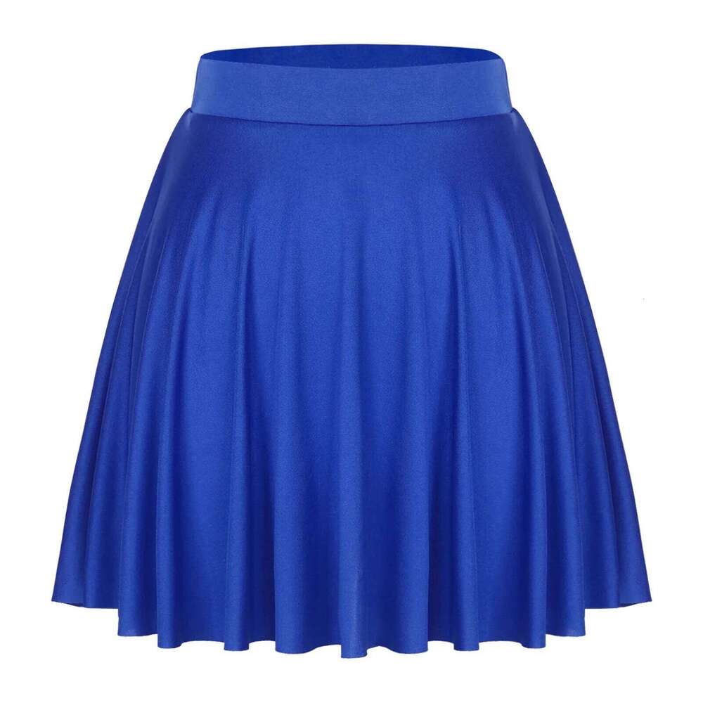 Womens Solid Color Ruffle Skirt Casual Elastic Waistband Breathable Flared Skirts Loungewear Homewear Dance Performance Costumes Z260314