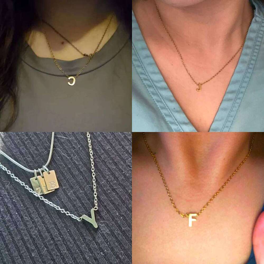 Unift Family Initial Name Necklaces Letter Alphabet M Pendant Stainless Steel Women Neck Chain Choker Trendy Minimalist Jewelry H260312