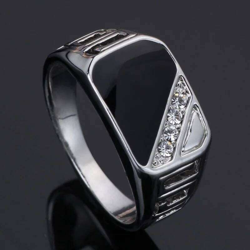 Christmas gift New Metal Glossy for Men Punk Square Cubic Zircon Ring Style Fashion Jewelry Accessories Wholesale Size 6-12 H260312