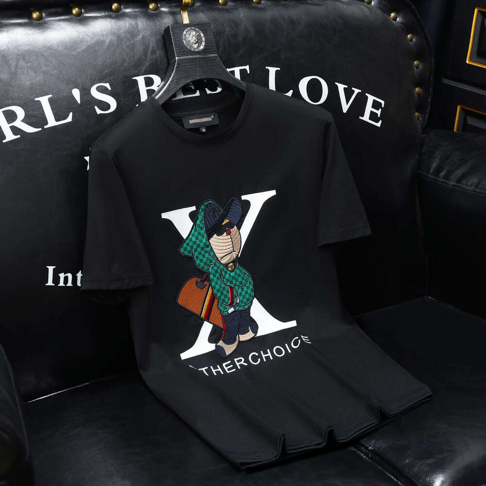 European Clothing Summer New Casual Trendy Brand Short-Sleeve T-Shirt Slim Fit Ice Silk Modal Men's