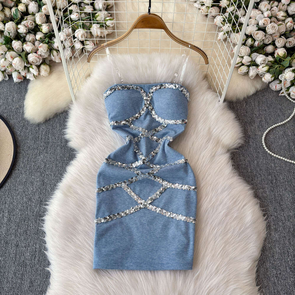 2026 designer's pure desire style sexy dress with exquisite sequin design for A12 women's slim fit