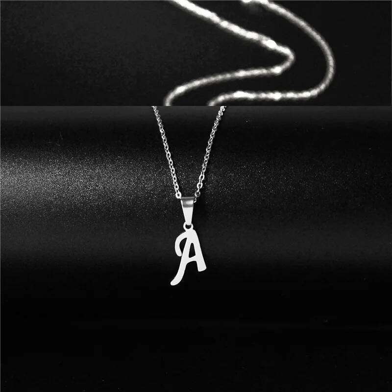 Fashion Initial Pendant Necklace for Women Simple Stainless Steel Letter Glossy Clavicle Chain Choker Necklaces Jewelry H260312