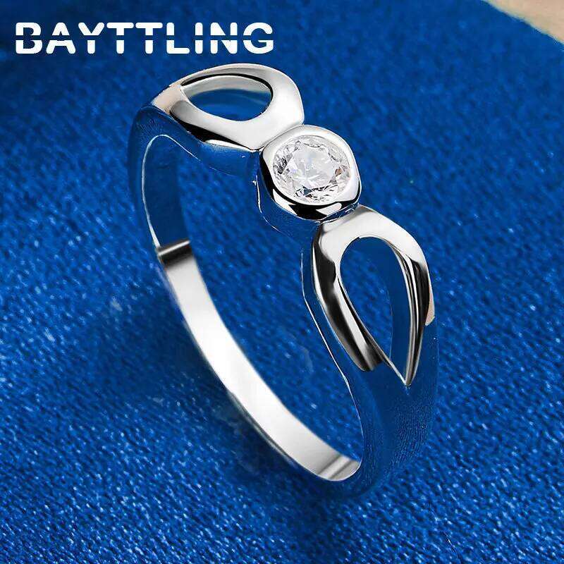 Fashion 925 Sterling Silver 2 Drops Round Zircon 7/8/9/10# Ring For Women Charm Wedding Gift Jewelry Accessories H260312