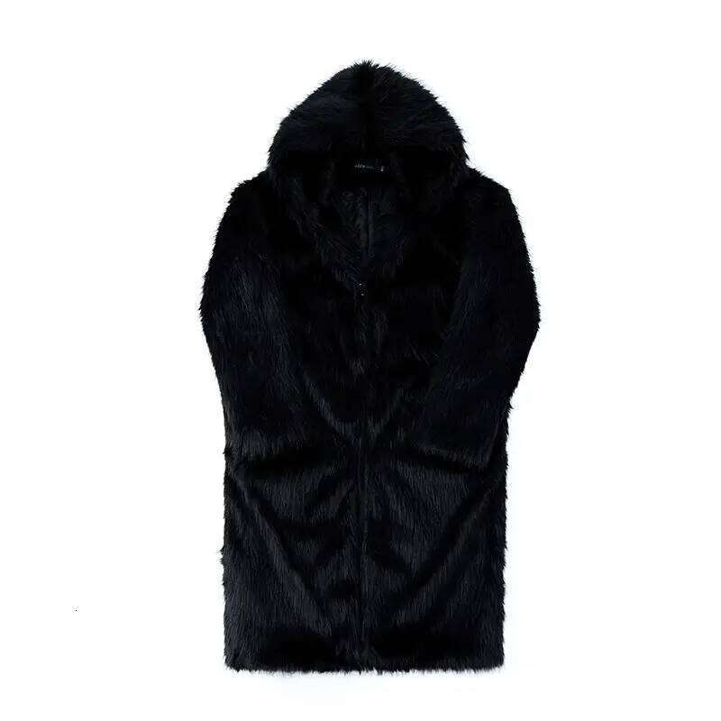 Faux Fur Coats Men Casual Hooded Jackets Solid Round Neck Full Sleeve Longline Loose Fit Single Bteasted Thick Warm 2025 Winter Z260313