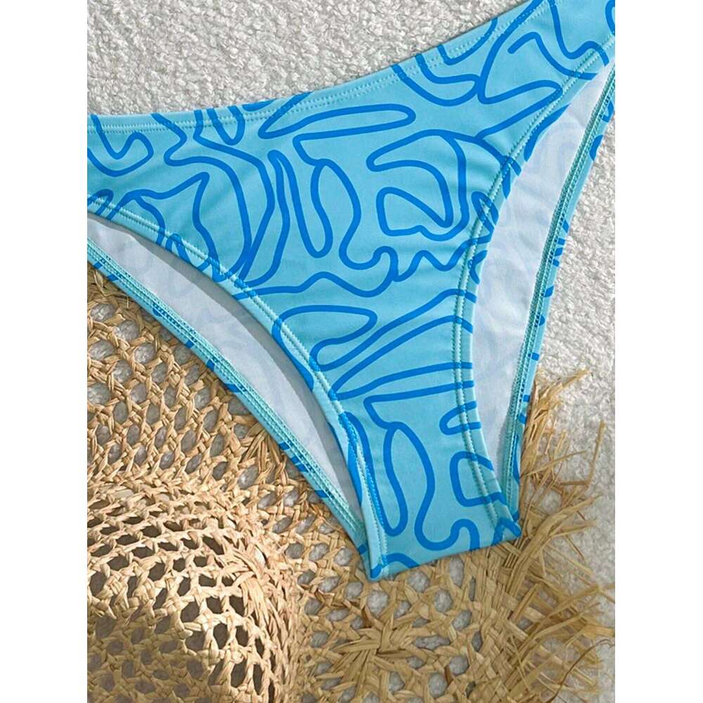 The blue striped bikini design fashionable individual the halterneck tie can be adjusted freely and it is a must-ha 26H0313
