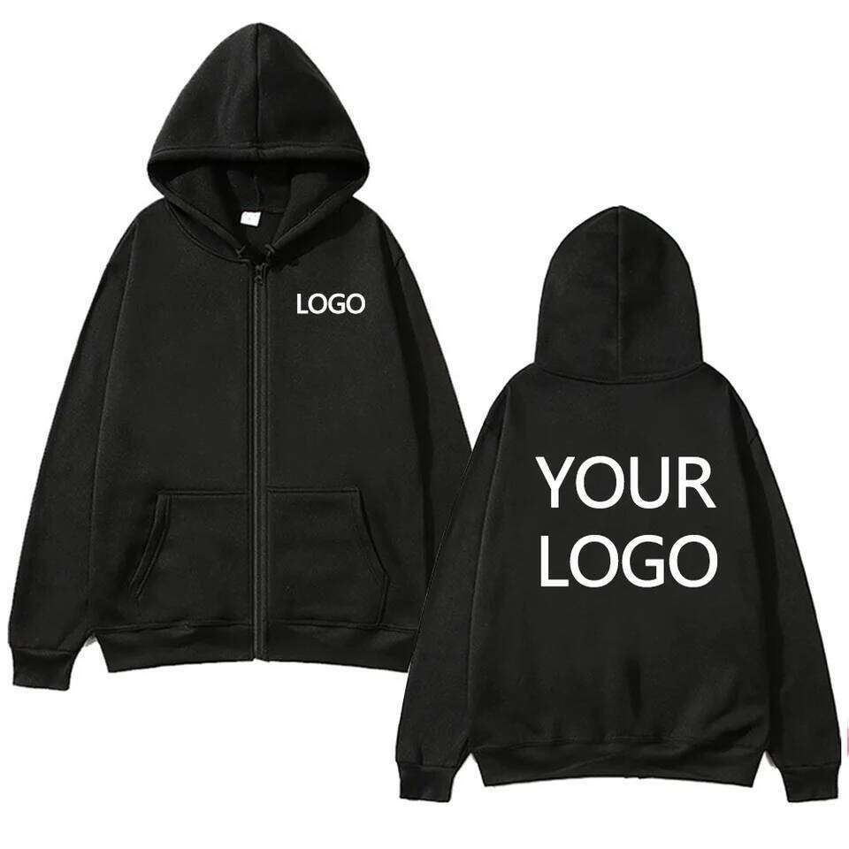 DIY Personalised customised logo, men's street zip front sports sweatshirt, women's casual knitted hoodie, couple's gift Z260315