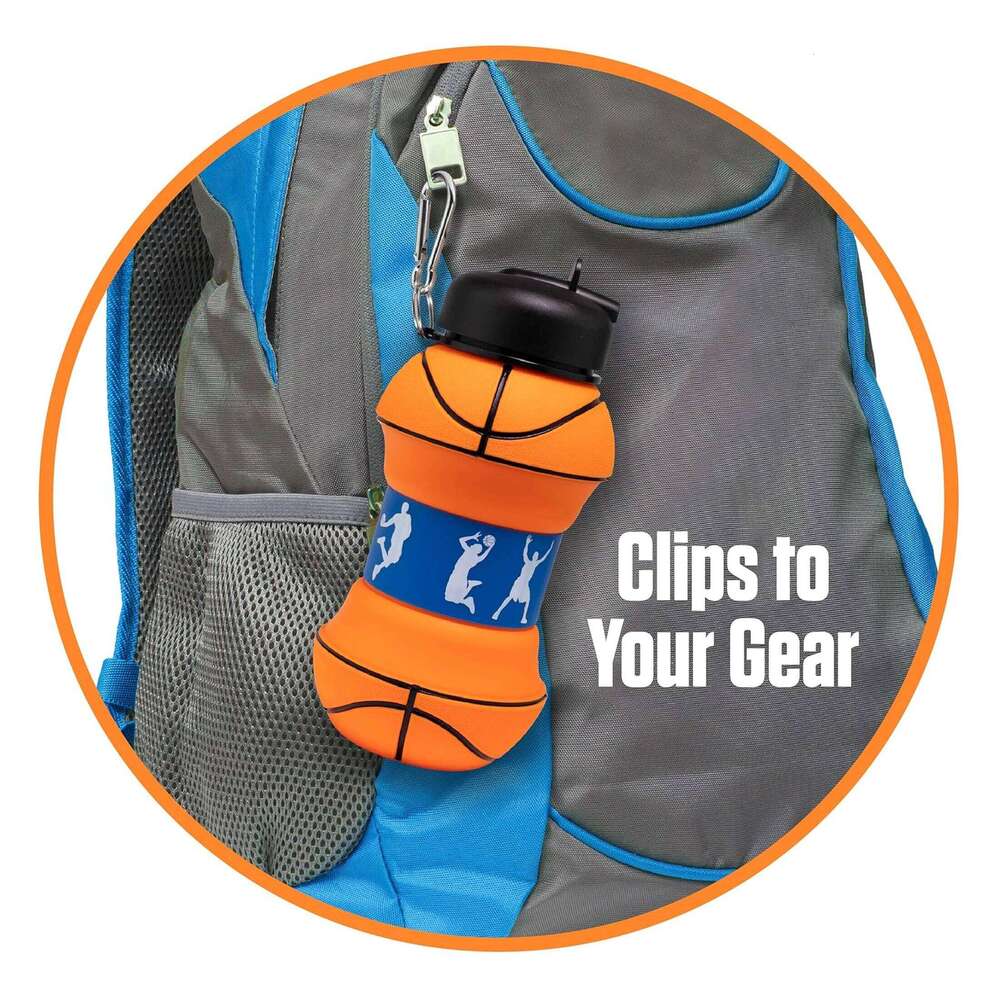 Collapsible Water Bottle - BPA-Free Silicone Cup with Straw & Strap, 550ml, Leakproof for Travel, Gym, Camping, Hiking, Sports Z260313