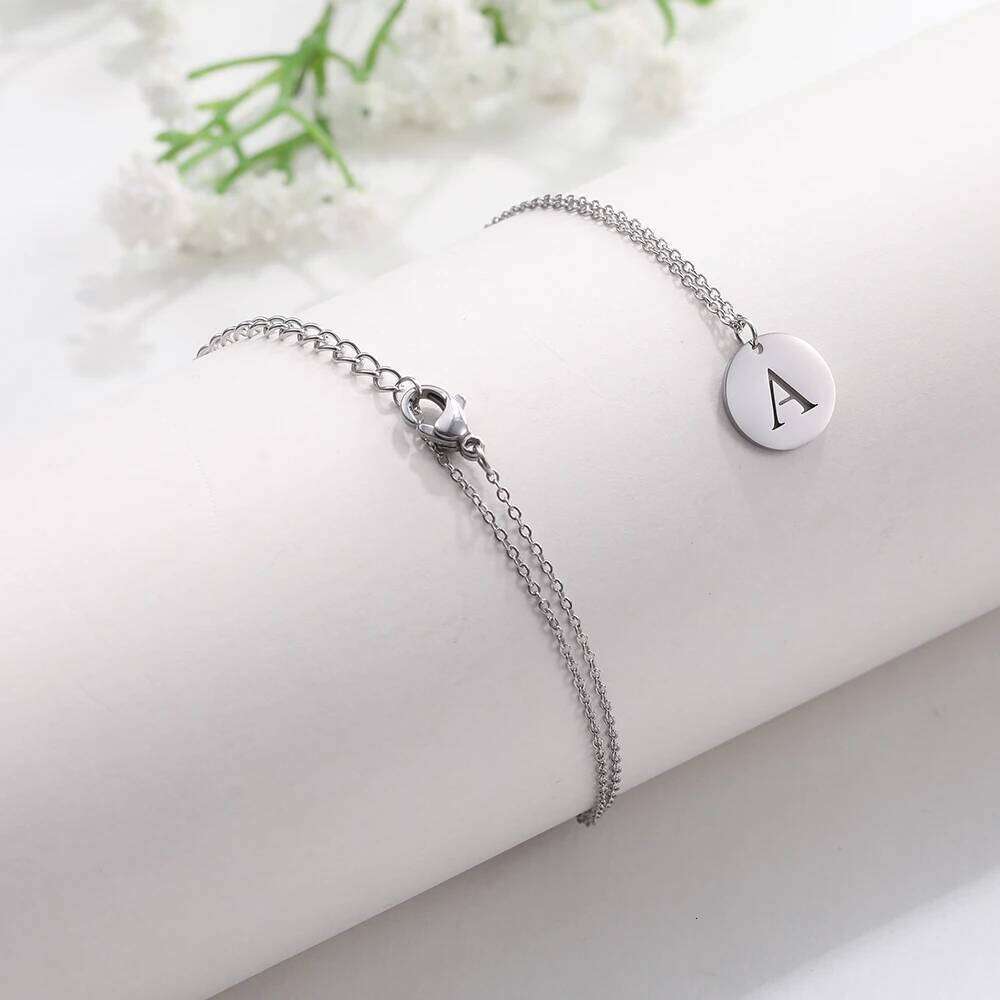 Cazador Gold Color 26 Initial Letter Necklace Stainless Steel Alphabet Round Pendant Choker Necklaces Jewelry for Women 2024 H260312