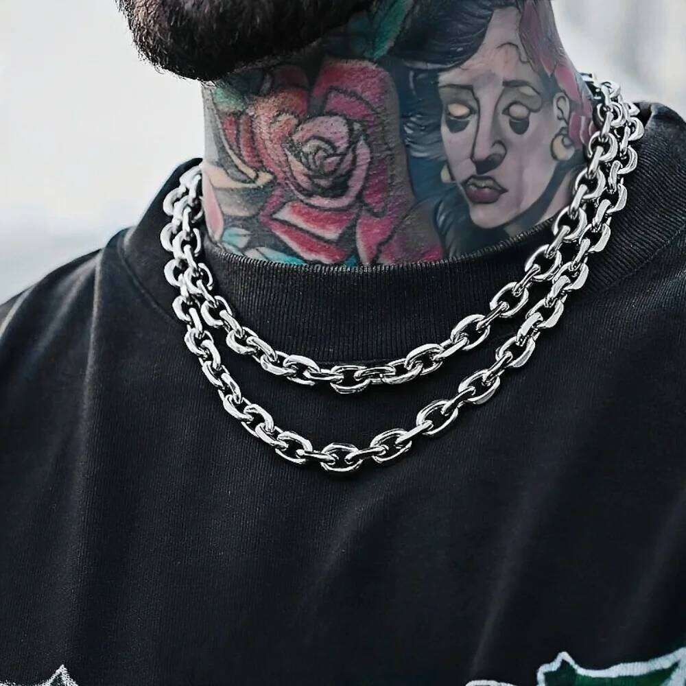 7mm Stainless Cross For Men Simple Thick Chain Women Necklace Fashion Titanium Steel Jewelry H260312