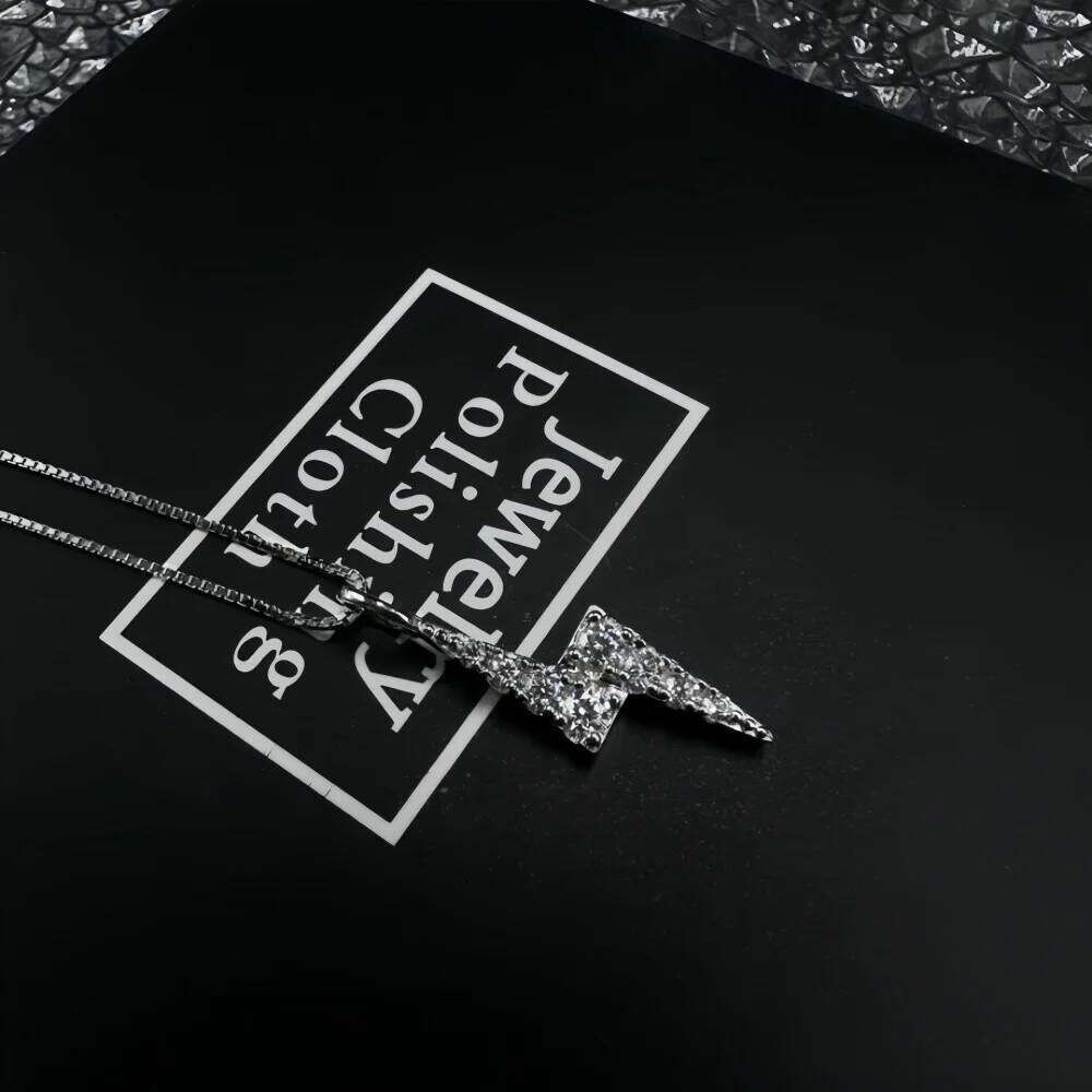 Hip Hop Men Zircon Stainless Steel Lightning Pendant Simple Punk Necklace For Women Retro Party Jewelry H260312