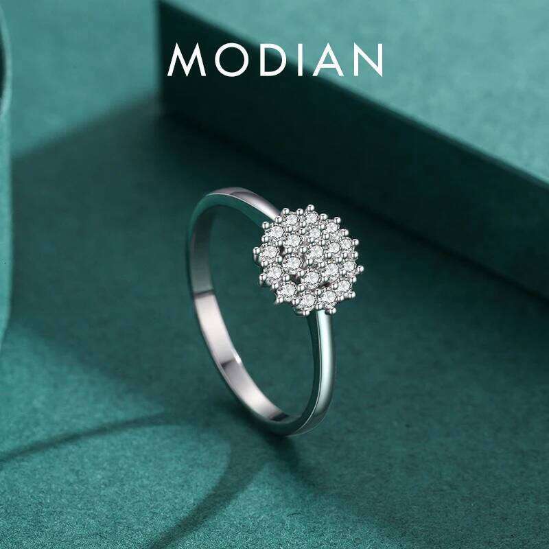 Modian 925 Sterling Silver Classic Sparkling Simple CZ Finger Ring Platinum Plated Wedding Jewelry For Women Anniversary Gift H260312