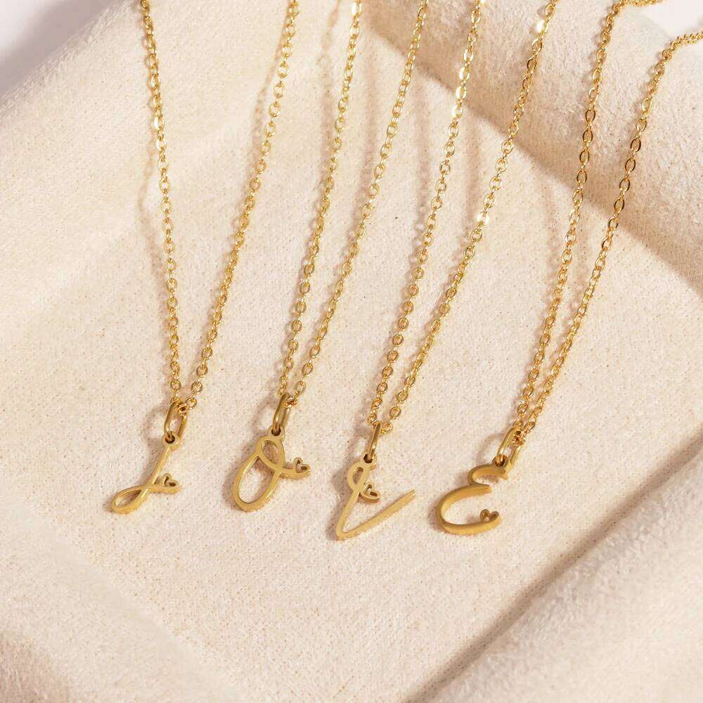 Fashion Stainless Steel A-Z Initial Letter Necklace For Women Elegant Gold Color 26 Alphabet Pendant Jewelry Girls Birthday Gift H260312