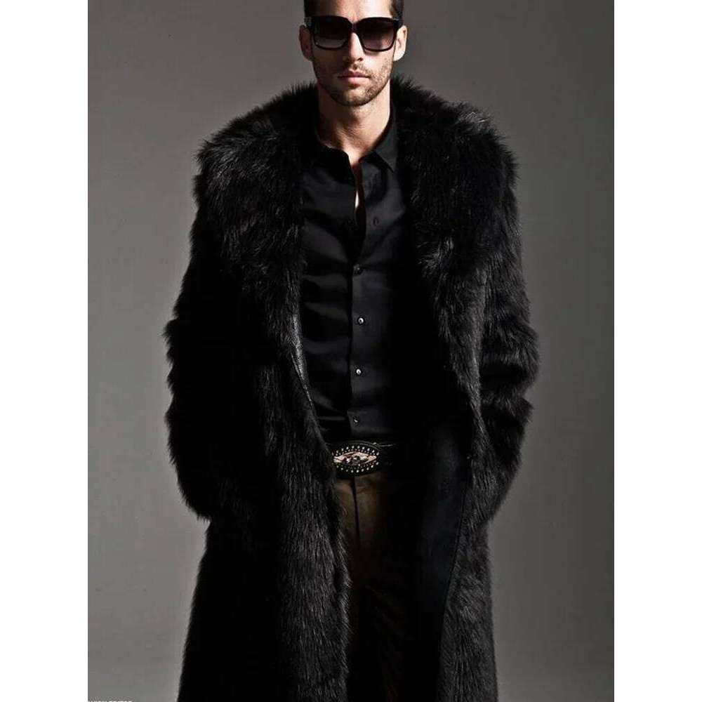 2020 Autumn and Winter Large Lapel Long Faux Fur Jacket fashion thicken Men's Overcoat Mens Clothing Z260313