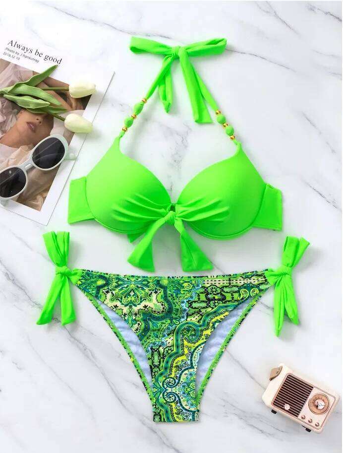 Sexy Push Up Bikini 2024 Women Swimsuit Two Piece Swimwear Female Thong Bikinis Set Swimming for Bathing Suits Brazilian Biquini Y260303