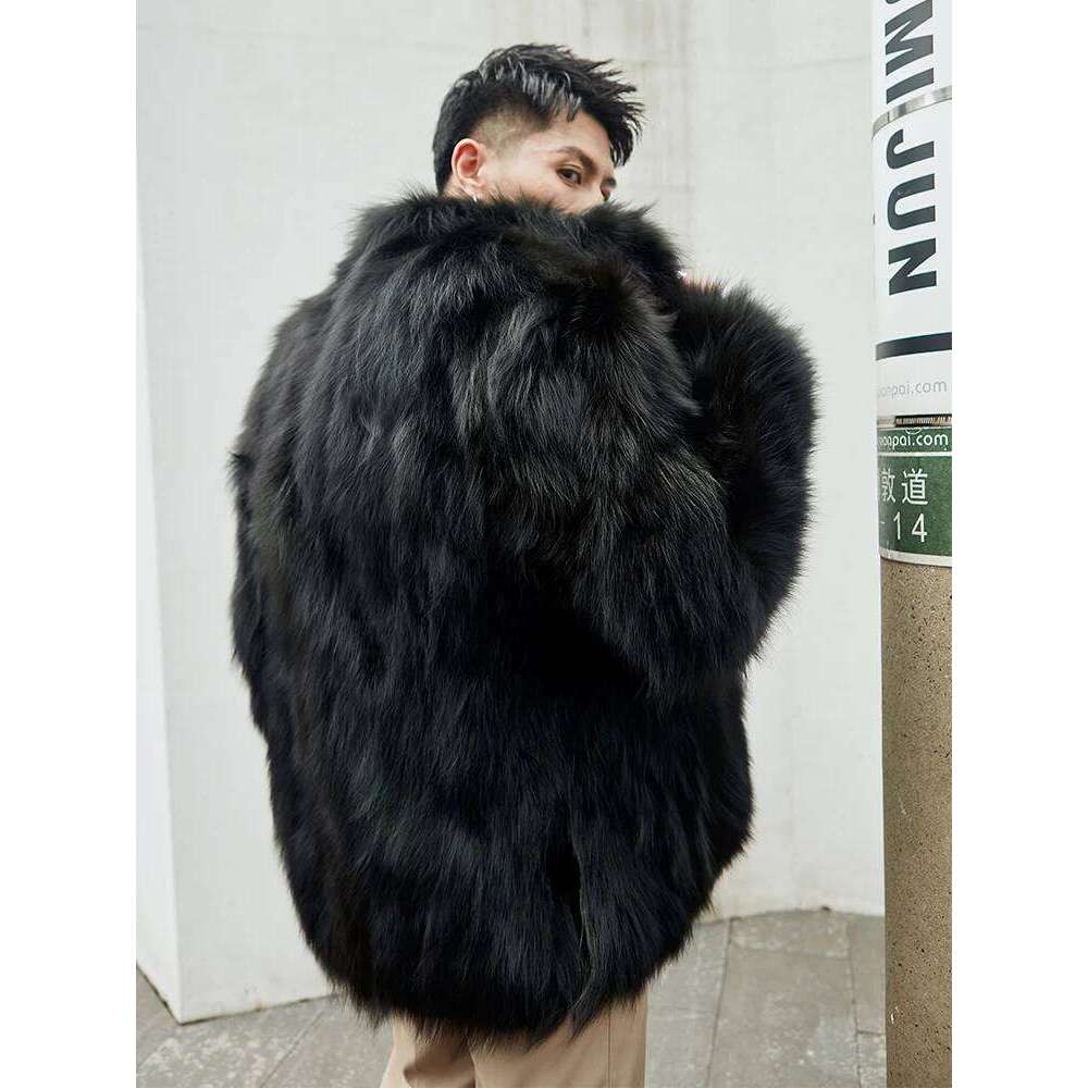 Furry Stand Collar Oversized Thicken Winter Coat Men Warm Windproof Trendy Solid Parkas Faux Fur Outerwear Luxury Casual Jacket Z260313