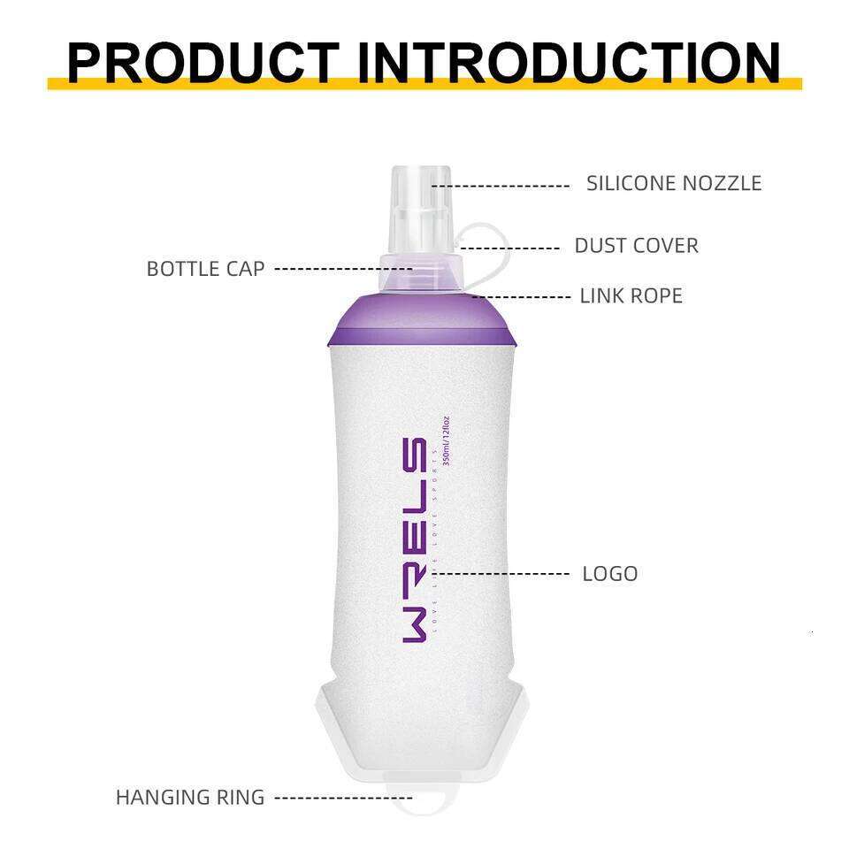 WRELS Outdoor Sport Bottle Camping Running Bicycle Folding TPU Soft Flask Water Bag Large Diameter Light BPA Free Z260313