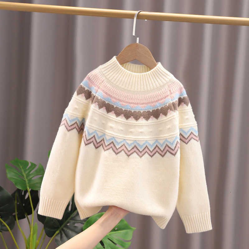 Pullover Girls' Thickened Sweater Autumn/Winter New Pullover Knitwear Trendy and Stylish Round Neck Children's Clothing for Older Kids
