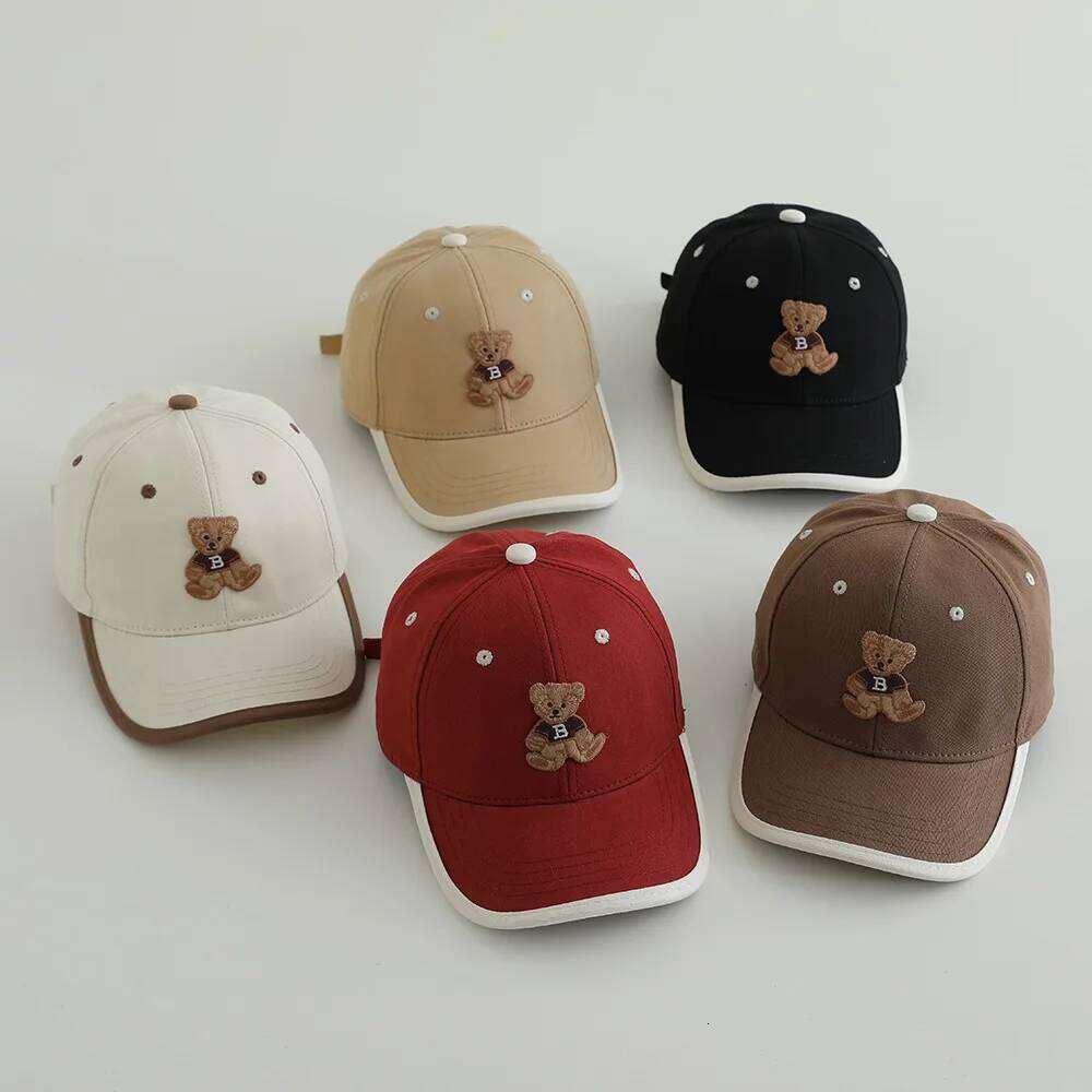 Children Baseball 52-54cm Cotton Spring Summer Cap for Kids Girl Boy Sun Hats Cute Bear Label Z260313
