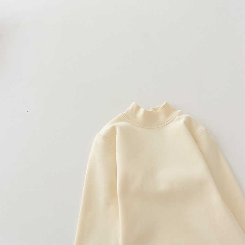 Women's T-Shirt Children's Seamless Mid-Neck Pure Cotton Versatile Base Shirt Brushed Autumn Winter Boys and Girls Seamless Half-High Neck I