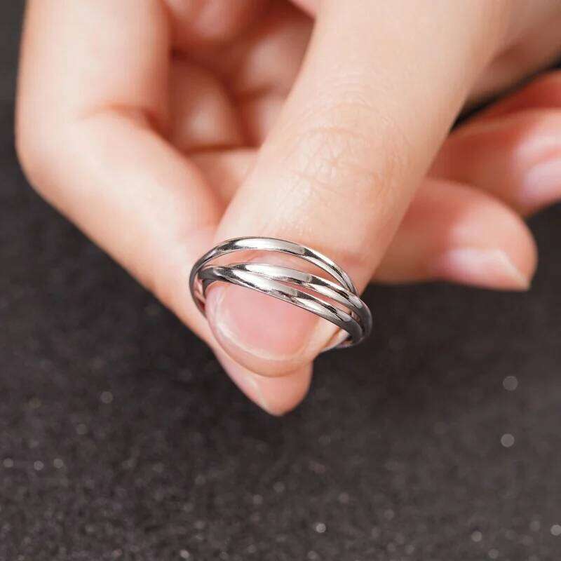 Huitan New 3 Circle Linked Design Rings 925 Sterling Silver Trendy Temperament Accessories for Women Delicate Chic Party Jewelry H260312