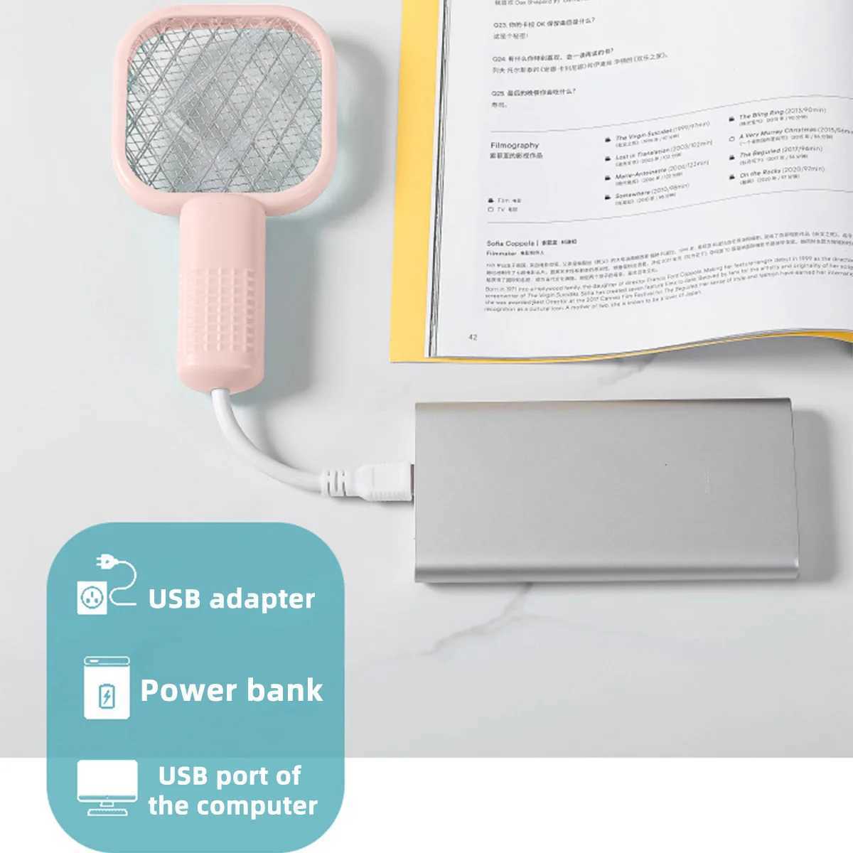 Portable Insect Swat Compact Electric Mosquito Exterminator USB Port UV Lamp Mini Fly Swat For Outdoor Camping Bedroom H260313