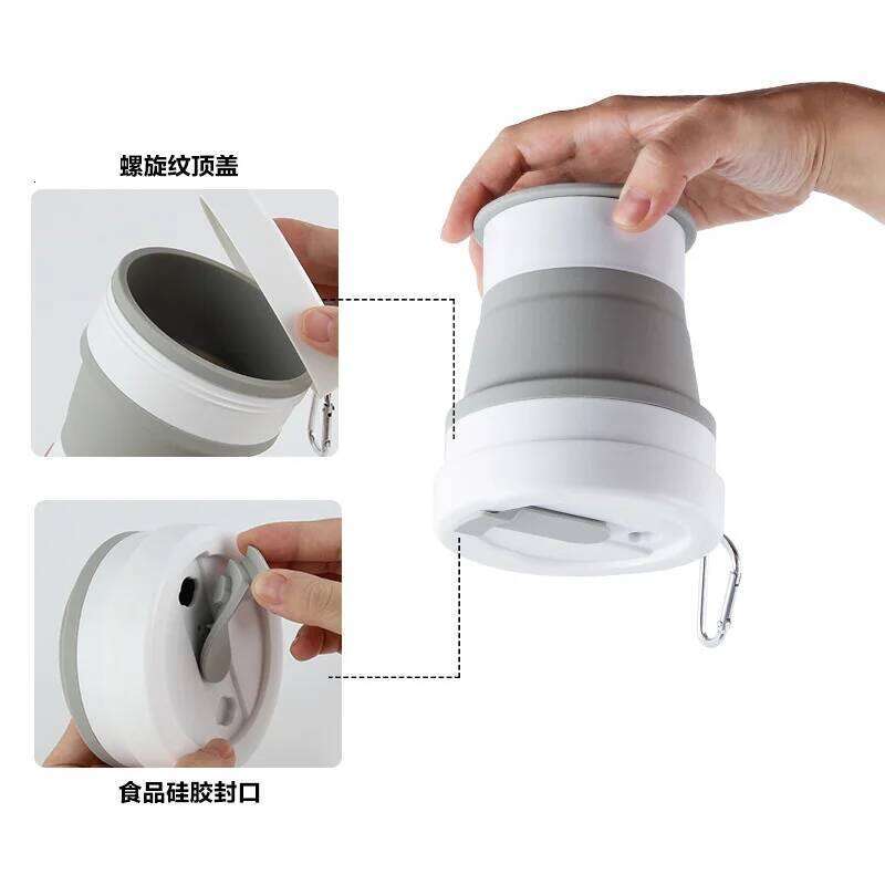 20pcs Wholesale Mark Trend Ceramic Folding Coffee Water With Lid Household Convenient Silicone Cup Z260313