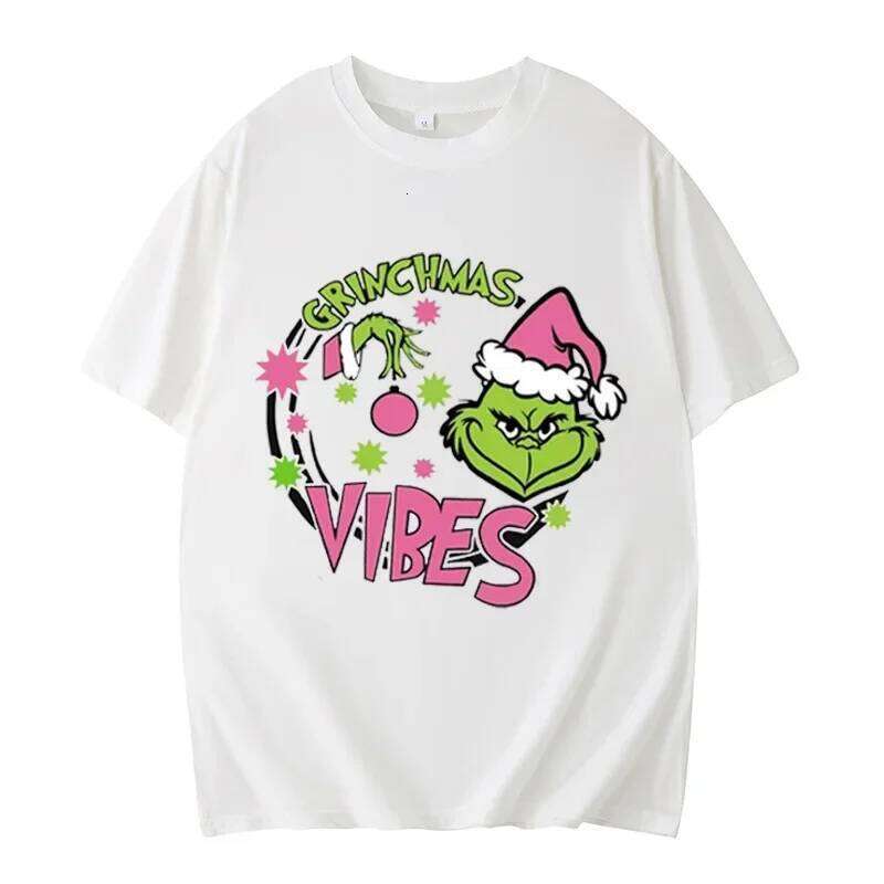 Grinch Shirt Deer Party Christmas Snowman Casual Breathable Crew Women Clothes Z260314
